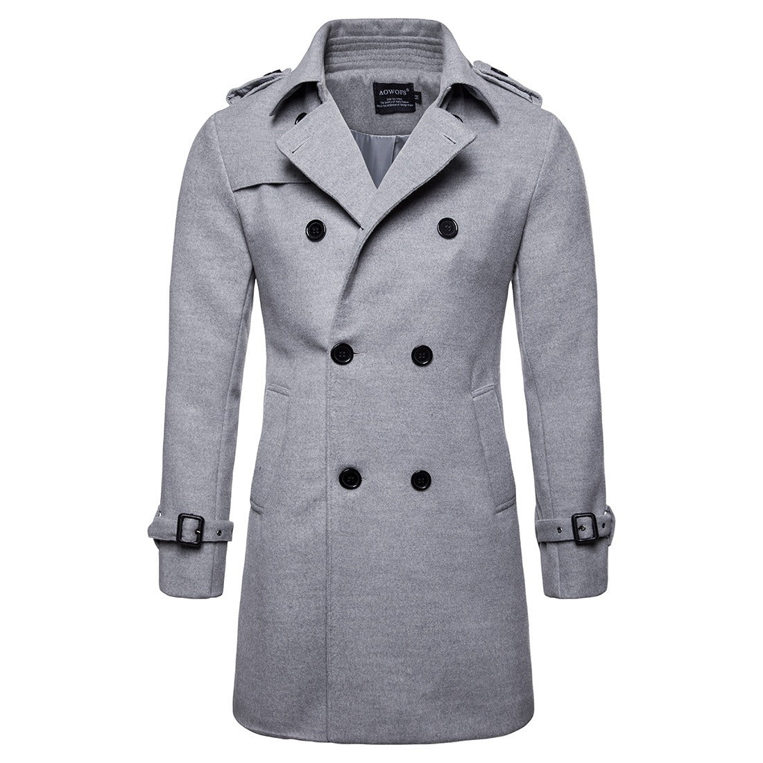 Herren Wolljacke Mittellang Trenchcoat Zweireihig Herren Slim Fit | B050 