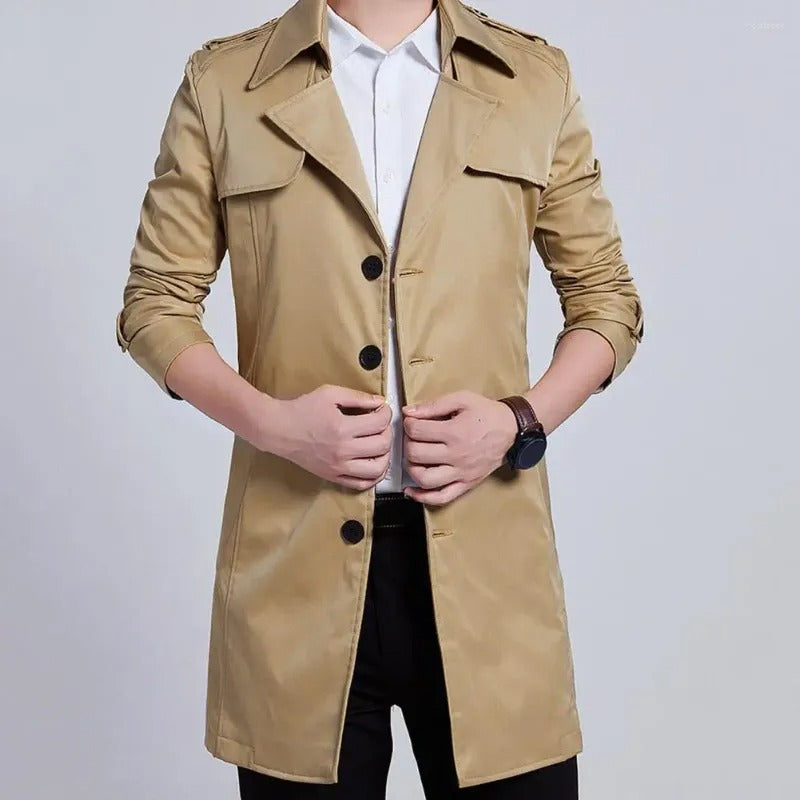 Men's Winter Slim Double Breasted Trench Coat Long Jacket Overcoat Outwear | 1002