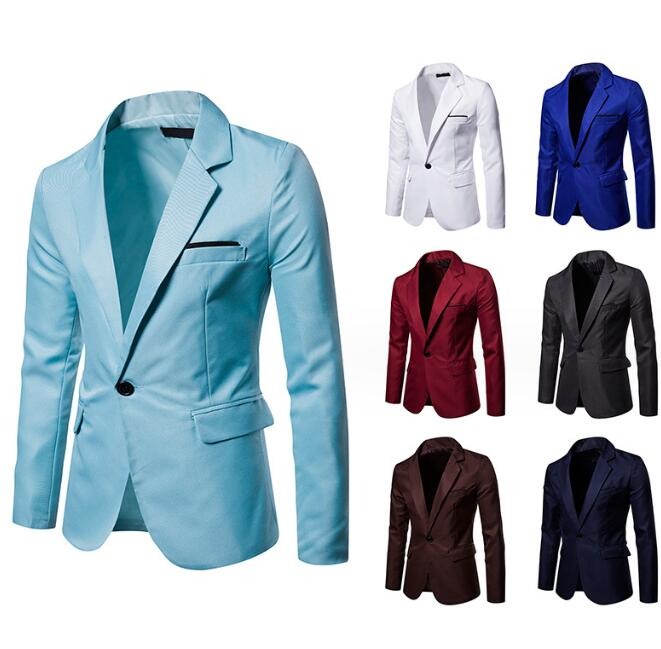 High Quality England Fashion Slim Fit Blazer Solid Color Business Casual Party Wedding Suit Coat | X09