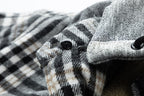 Hochwertige Winterjacke für Herren, karierte Wolle, schweres Übergrößenhemd, karierter Kapuzenmantel, Oversize-Oberteil | 88027 