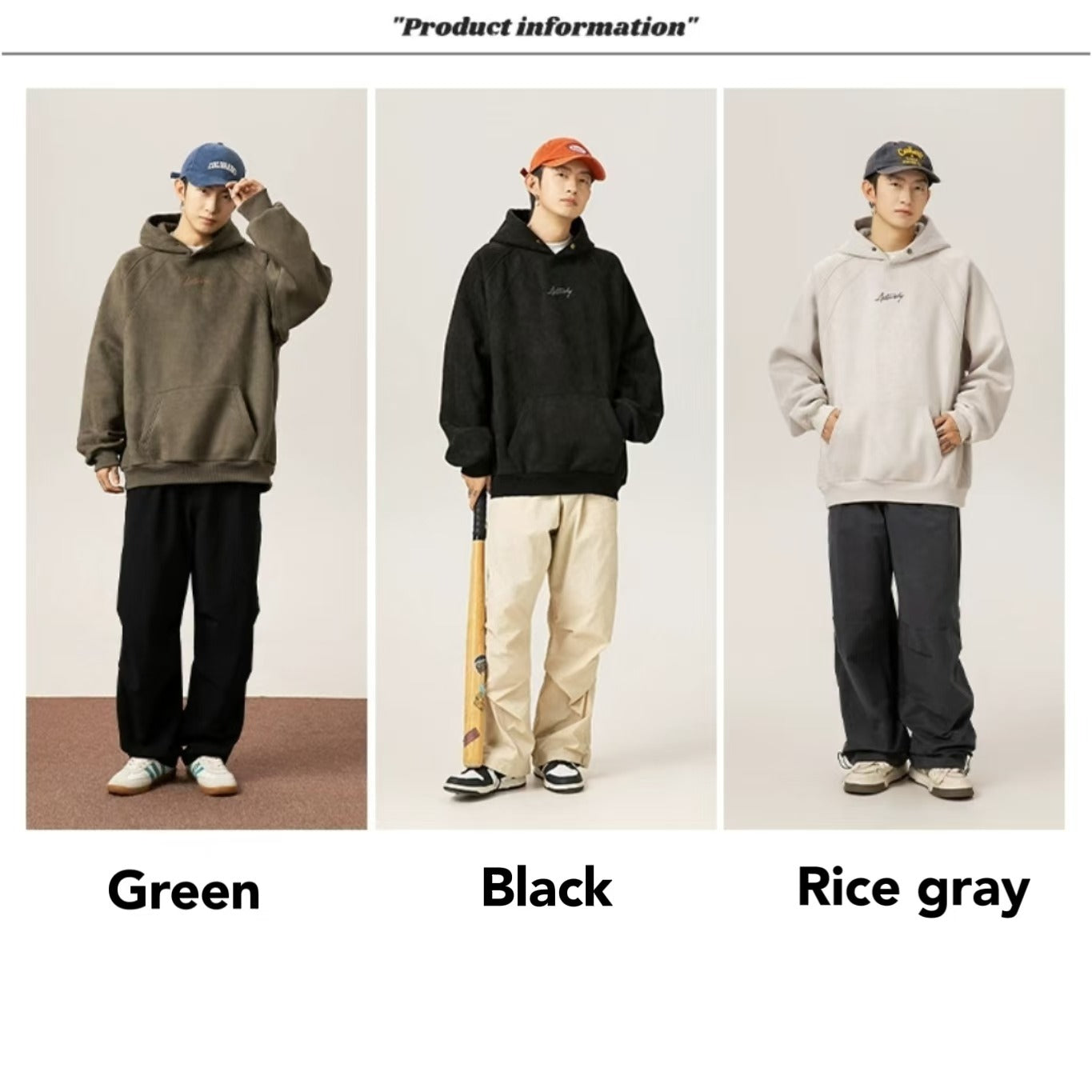 Unisex Kapuzenpullover aus schwerem Wildleder im Retro-Stil im amerikanischen Stil für Herbst und Winter | Locker sitzender Hoodie | L3848 