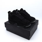 AJ4 Suede Grey High-Top Basketball Sneakers Unisex Cushioned Retro Trainers with Glow Sole & Toon Design