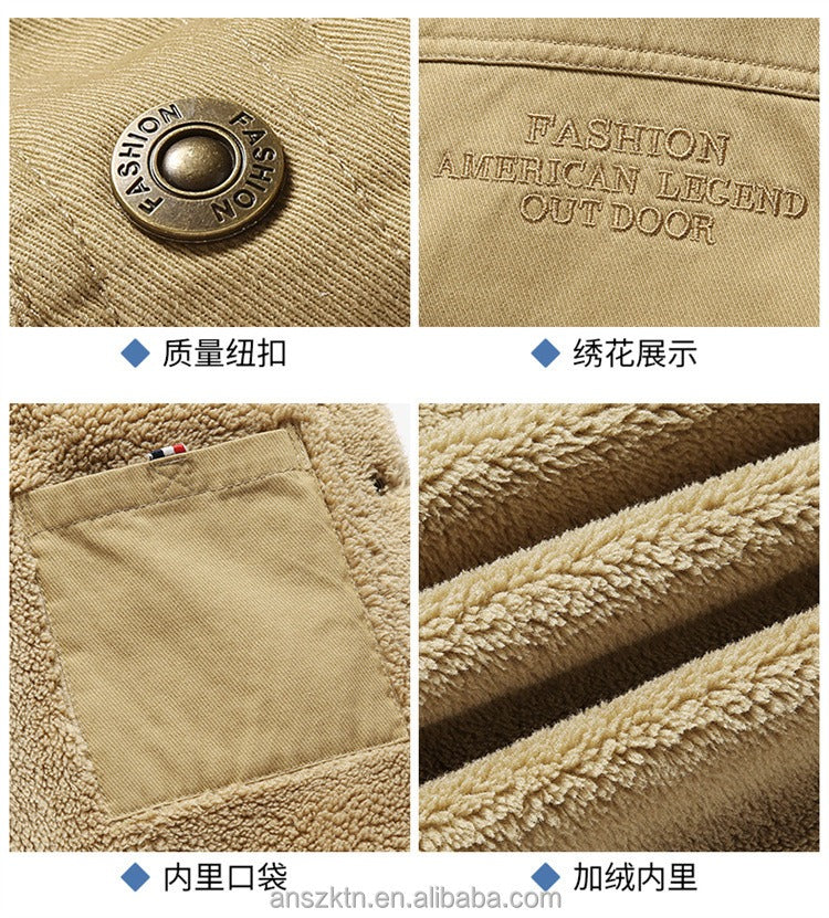 Dicke, warme Militärparkajacke für Herren mit Pelzkragen und Fleecefutter – Winterbombermantel | BK19811 