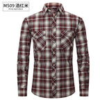 Herren Slim Wear Plaid Premium Langarm Doppeltasche Flanell Außenhandelshemd | M501 