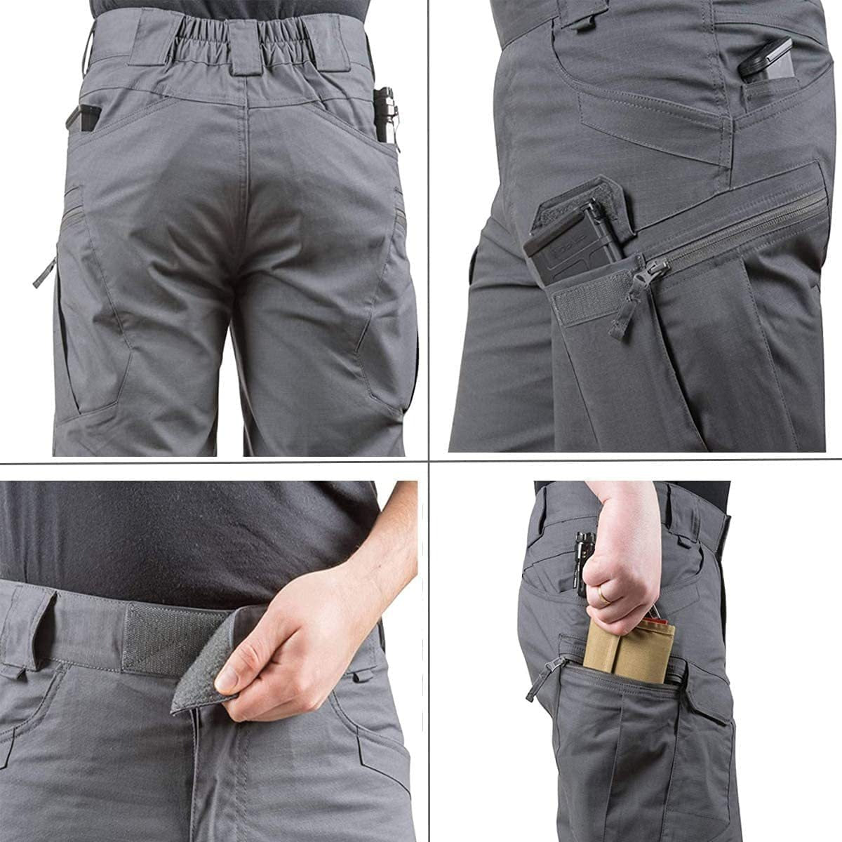 Men's Quick-Dry Work Shorts Waterproof Tactical Outdoor Casual Multi Pockets Cotton Short Pants | DK-1