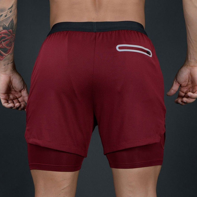 Atmungsaktive, schnell trocknende Basketball-Shorts für Herren, hochelastisch, Trainingsshorts mit Innentaschen, Turnshorts | DK45 