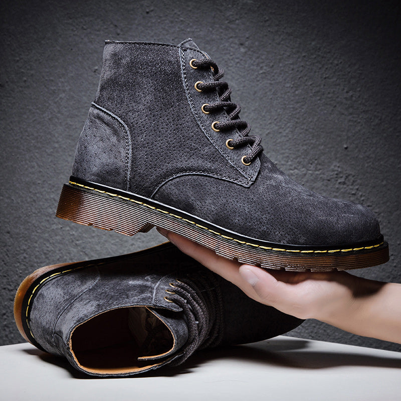 Britische Retro-Lederstiefeletten für Herren, modische Thermo-Outdoor-Schuhe | 8916 