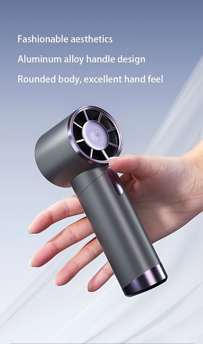 Turbo-Handventilator mit LED-Anzeige, 100-stufiger, über USB wiederaufladbarer Mini-Ventilator, tragbarer Kühlventilator für den Außenbereich | DS1013 