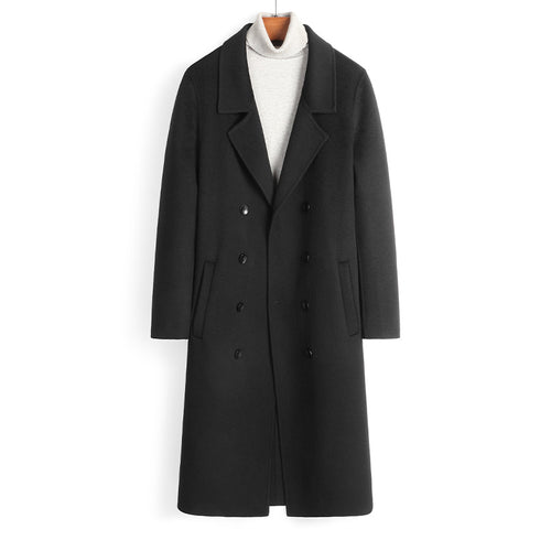 100% Wool Double-Faced Long Overcoat | Men’s Premium Knee-Length Wool Coat | Tailored Business & Casual Outerwear | 86713