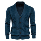 Herren-Strickjacke mit V-Ausschnitt und Farbbesatz – Lässiger, locker sitzender Pullover mit Knöpfen für den Herbst | SW199 