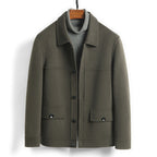 100% Wool Double-Faced Short Coat | Men’s Premium Tailored Overcoat | Warm Business Casual Outerwear | 86703