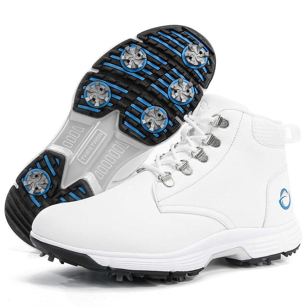 Thestron Men's High-Top Winter Golf Shoes Water-Resistant & Anti-Slip Spiked Trainers Big Sizes