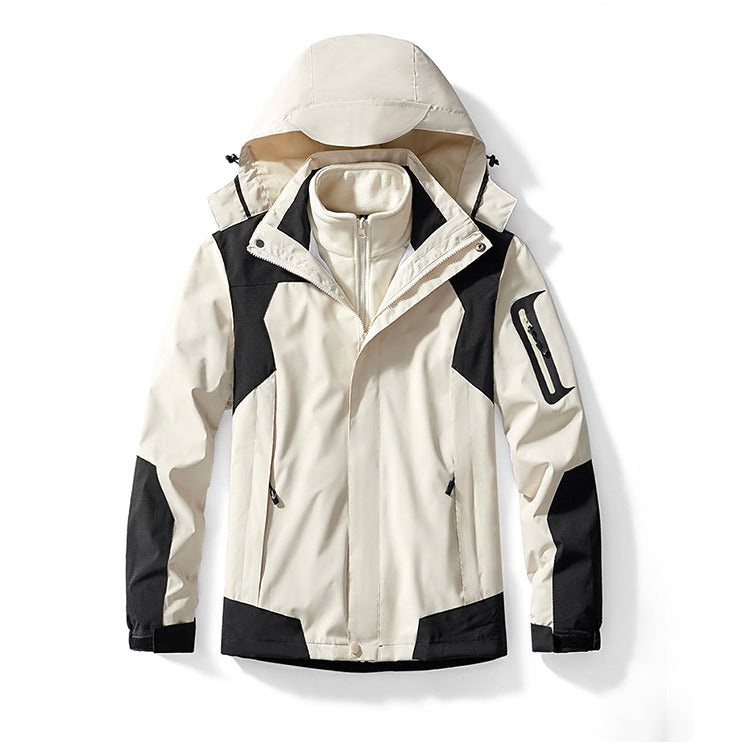 Unisex Wintersport Wandern Bergfüllung Baumwolle Polarfleece Drei-in-Eins Outdoor Wanderjacke | 