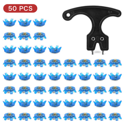 THESTRON Universal Golf Shoe Cleat Wrench & 4-Color TPU Replacement Spikes Kit | D-909
