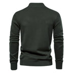 Herren-Strickjacke aus Baumwolle mit Zopfmuster, Taschen, Stehkragen, Button-Down-Pullover | CW61 