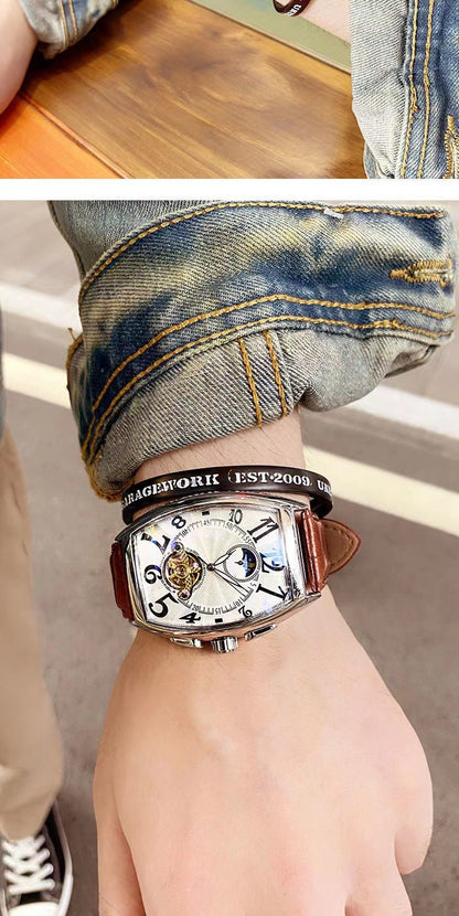 Orologi da polso da uomo alla moda, orologi meccanici automatici con tourbillon e fasi lunari | m186 