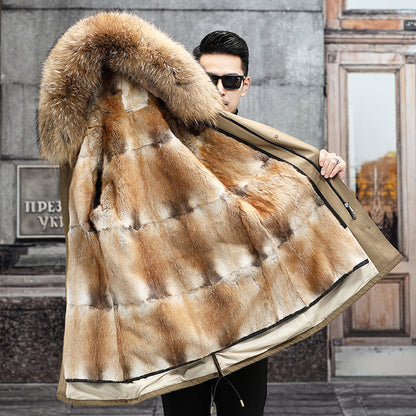 Snow Lotus Men's Mink Fur Parka | 2025 Winter Detachable Mink Lining Long Coat | Luxury Slim-Fit Fur-Trimmed Jacket | 215