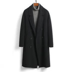 100% Wool Double-Faced Long Coat Men | Premium Tailored Overcoat | Business & Casual Winter Outerwear Wool Trench Coat