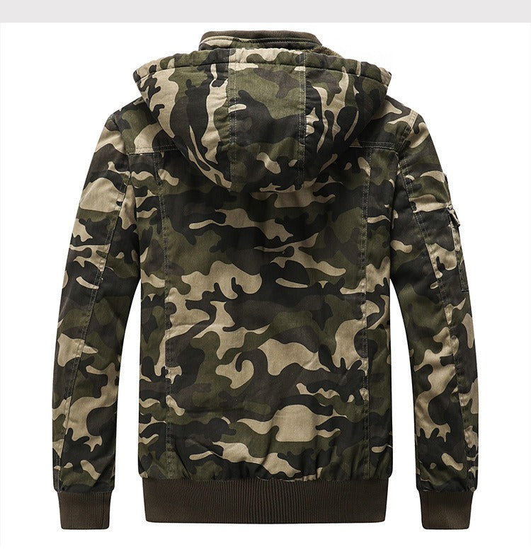 Western Size Down Army Military Camouflage Jersey Thick Winter Warm Puffer Hooded Jacket | K-7711