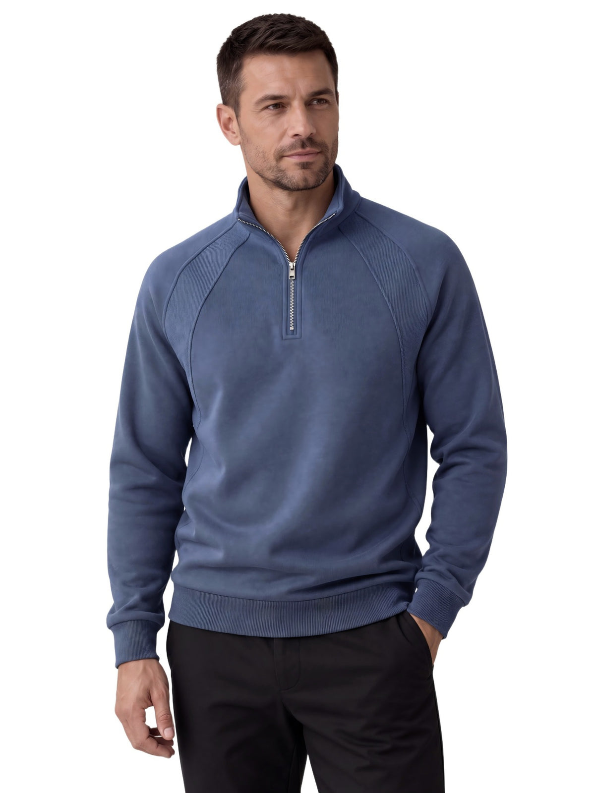 Men's Half-Zip Stand Collar Sweatshirt | 2026 Autumn Casual Pullover with Raglan Sleeves | Soft Cotton-Blend Fleece Top | HD3046