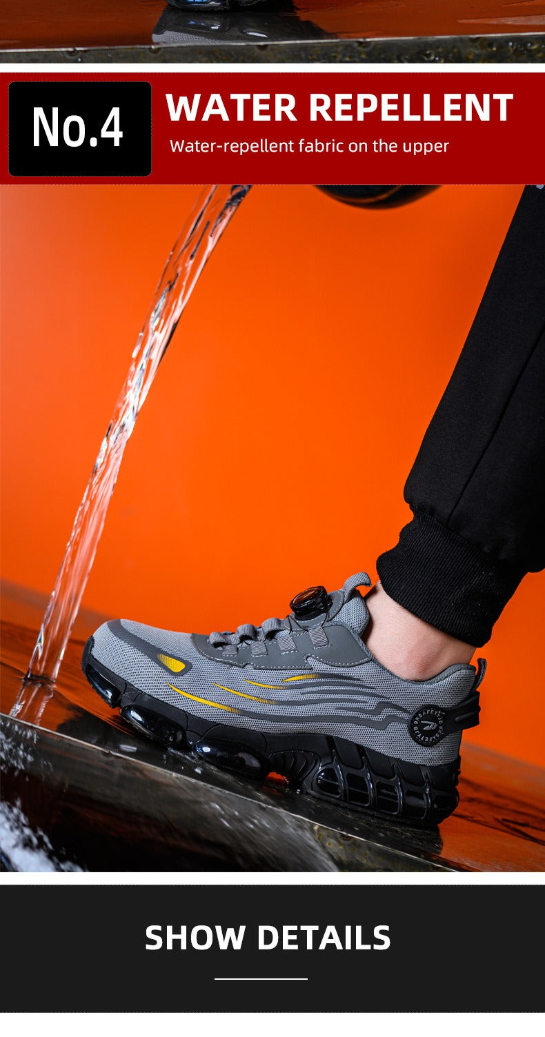 Leichte Sicherheitsschuhe mit Stahlkappe für Herren, Arbeitssneaker, gedrehter Knopf, leicht zu tragen, Baustiefel, atmungsaktive Sportschuhe 