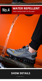 Leichte Sicherheitsschuhe mit Stahlkappe für Herren, Arbeitssneaker, gedrehter Knopf, leicht zu tragen, Baustiefel, atmungsaktive Sportschuhe 