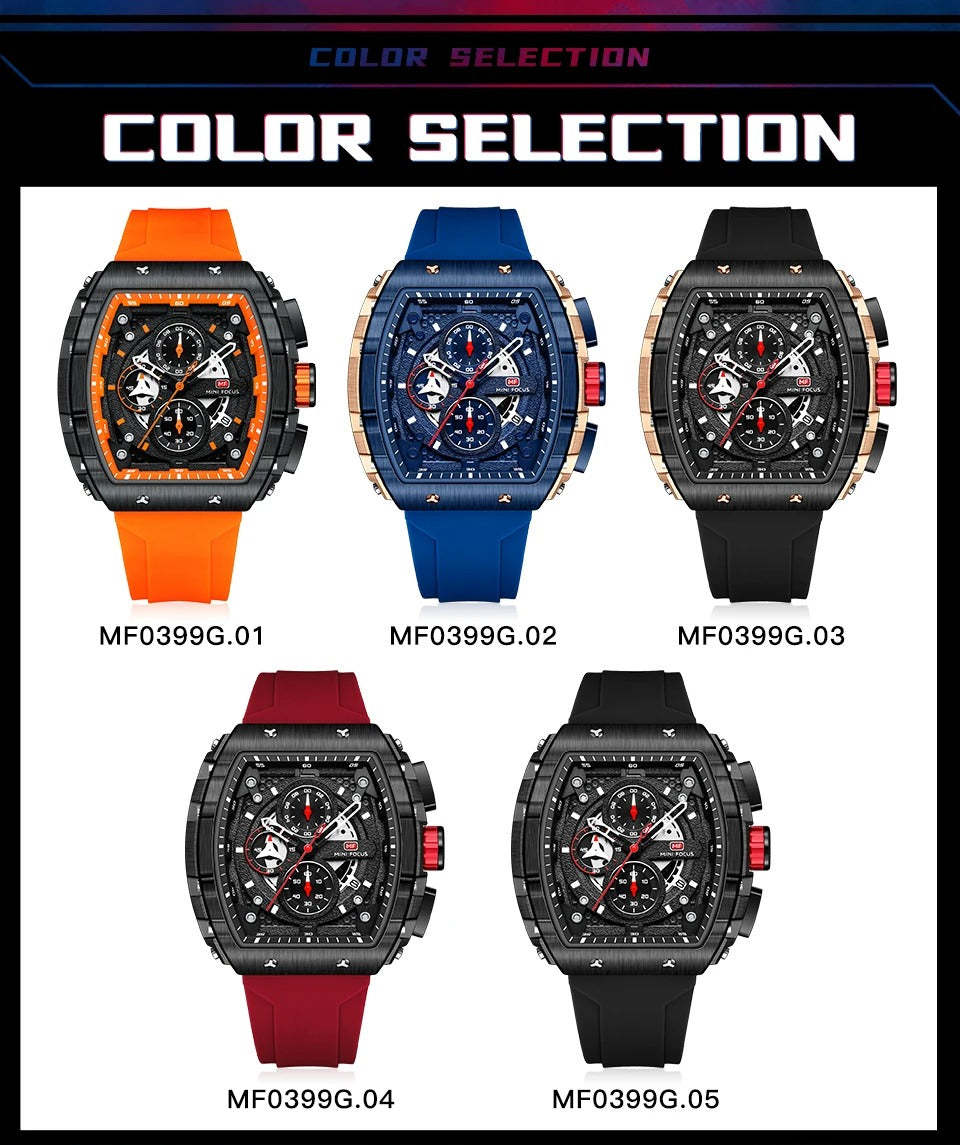 Herren Luxus Top Marke Quarz Sport Uhren Silikon Armband Chronograph Armbanduhren | MF0399G 