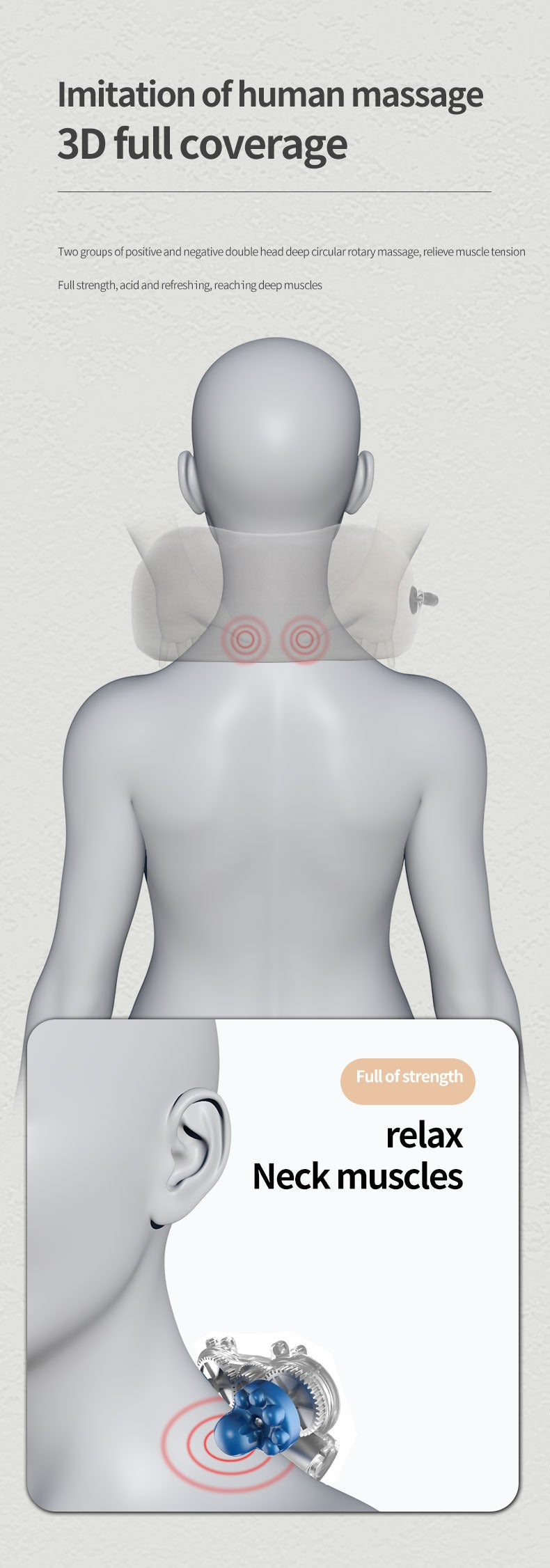 Elektrisches wiederaufladbares Körperkissen-Relaxmassagegerät, beheiztes Vibrationsmassagegerät | TH001 