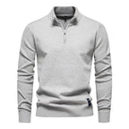 Herren-Pullover aus Baumwolle mit Viertelreißverschluss – Poloshirt aus einfarbigem Strick mit Stehkragen | ZSW-03 