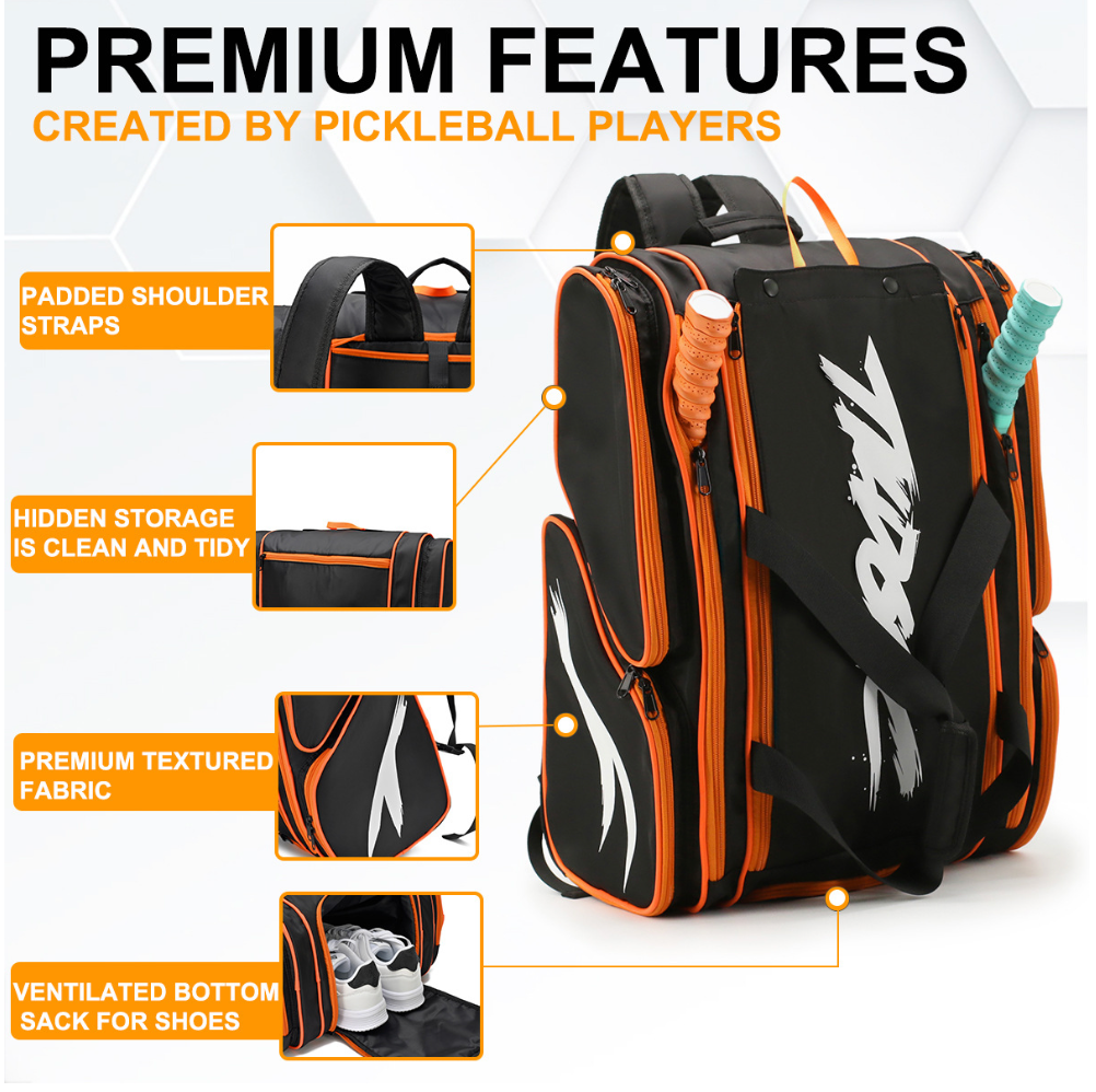 Großer Fitness- und Sportrucksack – Perfekt für Pickleball, Tennis, Camping und Wandern | 61-P2439 