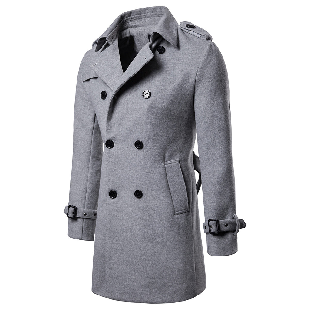Herren Formeller Business Herbst Winter Casual Revers Zweireihiger Premium Baumwollmantel Langer Trenchcoat Jacke | 9280 