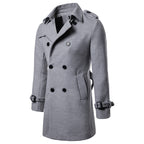 Herren Formeller Business Herbst Winter Casual Revers Zweireihiger Premium Baumwollmantel Langer Trenchcoat Jacke | 9280 