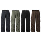 11KN Men's & Women's Cargo Pants | American Retro High-Street Wide-Leg Joggers | Multi-Pocket Loose Fit Trousers | KJ6282