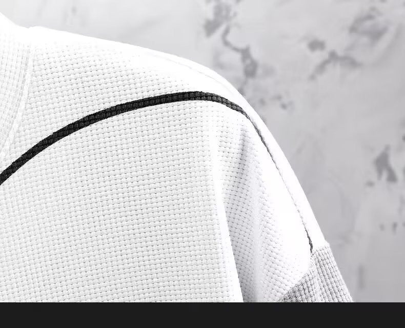 Polo-Langarmshirt mit Hose, Golf-Poloshirt, Pullover-Set, lässiges Waffel-Oberteil mit Rundhalsausschnitt für Herren 