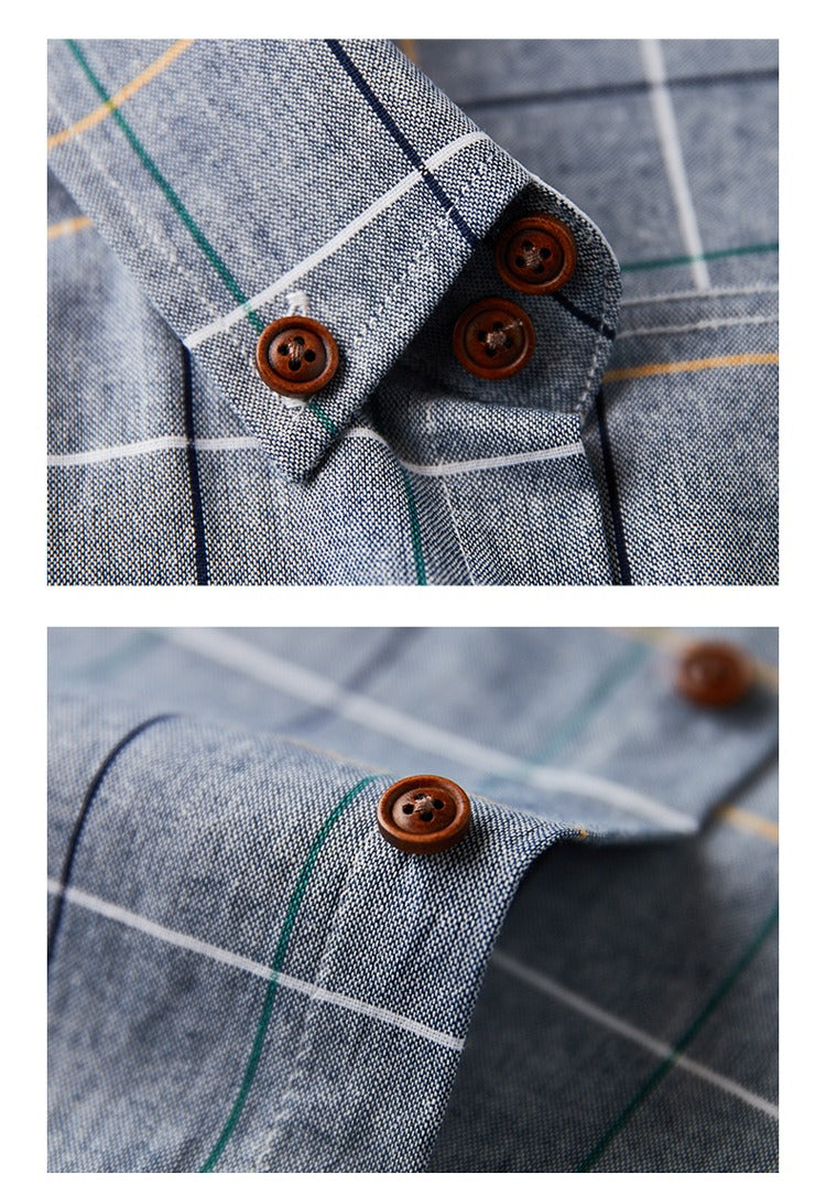 Herrenhemd aus 100 % Baumwolle, langärmelig, kariert, Slim Fit, Button-Down-Hemd | 228-CS27 