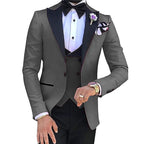 3-teiliger Slim Fit Herrenanzug Bräutigam Formelle Party Abschlussball &amp; Hochzeit Smoking Blazer Jacke Hose &amp; Weste