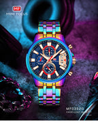 Herren Edelstahl Uhren Chronograph Uhr Luxus Leuchtende Quarz Armbanduhr | MF0352G 