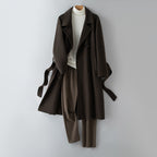 100% Wool Long Trench Coat with Belt | Men’s Knee-Length Double-Faced Wool Overcoat | Premium Winter Outerwear Trench coat