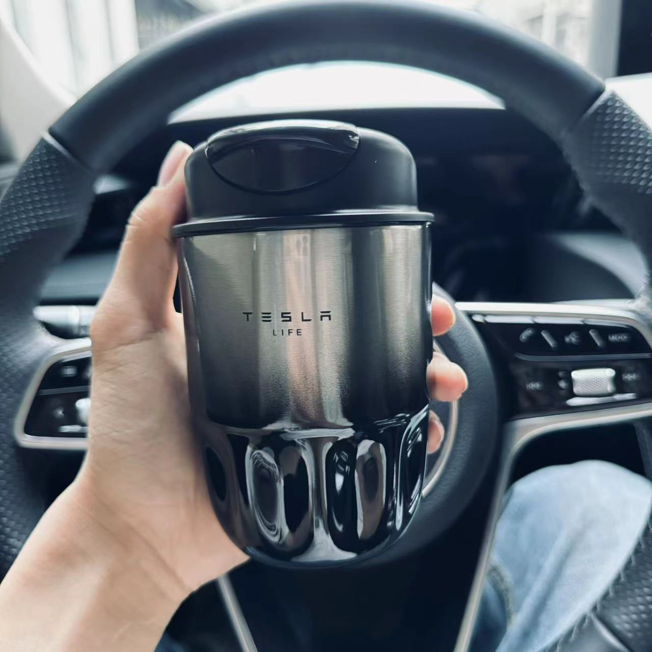 Tesla Double Wall Stainless Steel Straw Tumbler | 304 Inner Vacuum Insulated Coffee Cup with Lid | Customizable Gift & Promo Mug | 206