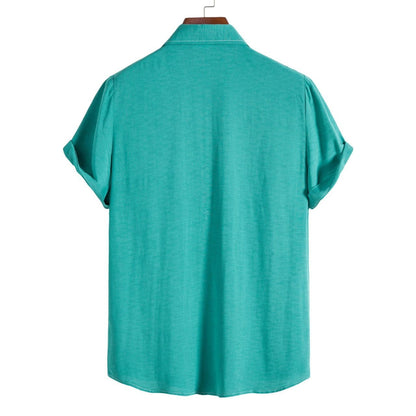 Einfarbiges Herrenhemd mit Revers und kurzen Ärmeln im Business-Casual-Sommerstil | CCS05 