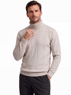 Men's High Turtleneck Knit Sweater | 2026 Winter Thick Warm Slim Fit Pullover | Soft Viscose Blend Jumper | HIGH005