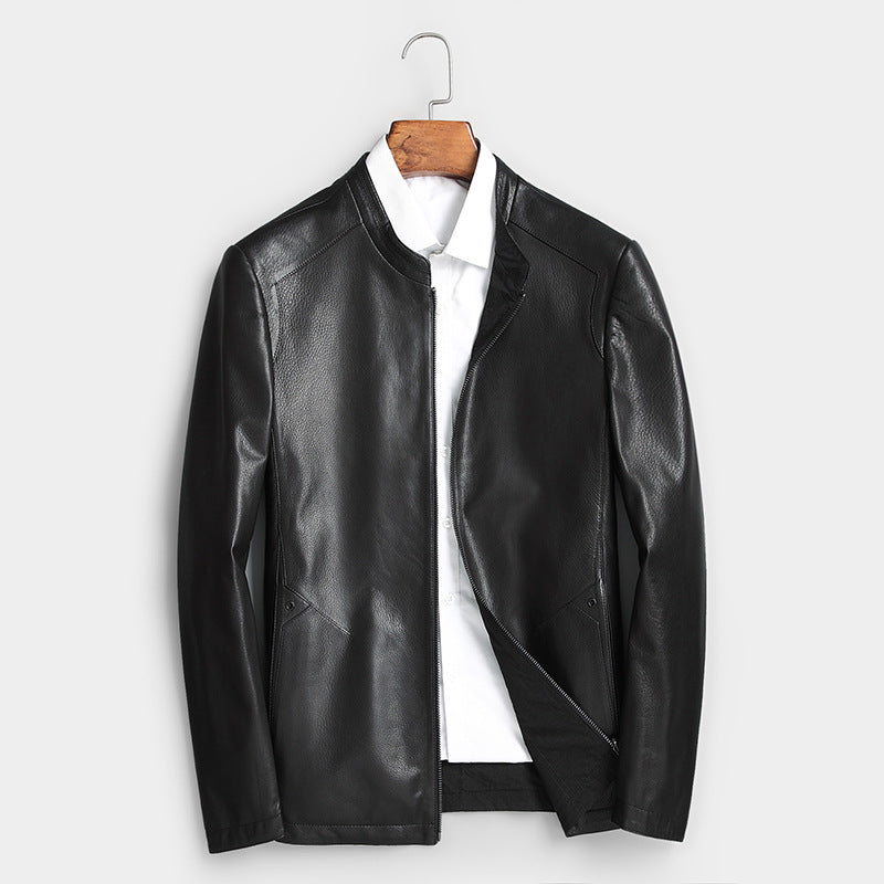 Men’s Genuine Cowhide Leather Jacket | Reversible Fur-Lined Mid-Length Coat | Business Casual Winter Outerwear | 8803