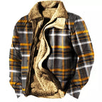 Herren Plus Size Casual Aztec Geometric Print Fleecejacke Streetwear Herbst Winter Loose Fit Mantel | TS-6594 