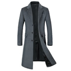 Herren Trenchcoat aus Wolle mit Umlegekragen, lang, aus Wolle und Wollmischungen, Wolljacke, Mantel | JJ-YF601 