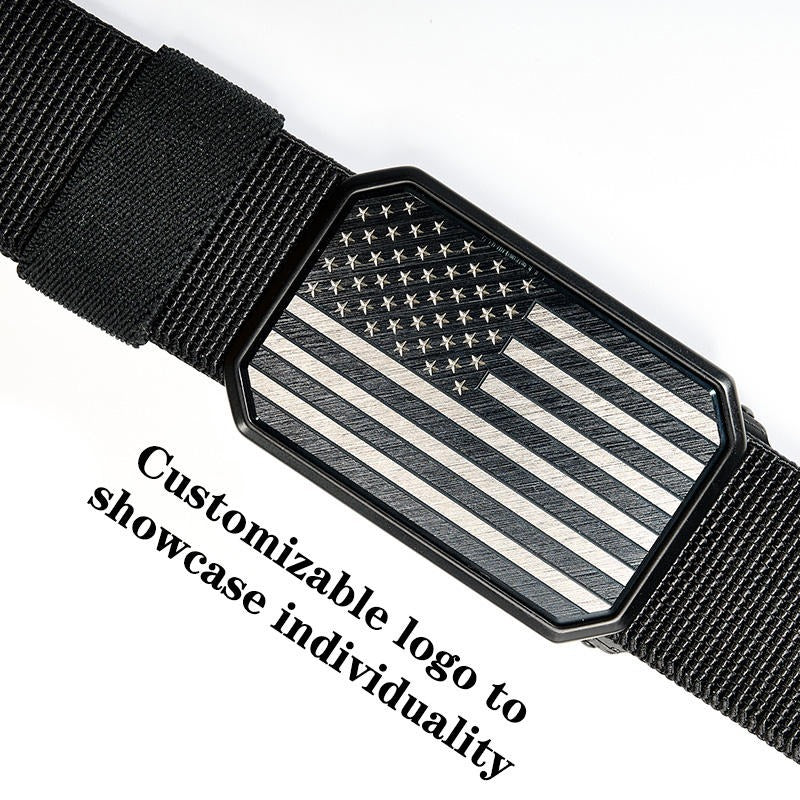 Men's Stretch Nylon Magnetic Metal Buckle Belt Elastic Jeans Belt