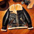 B3 Original Shearling Aviator Jacket | Men's Genuine Sheepskin Leather Bomber | Warm Fur-Lined Motorcycle Coat