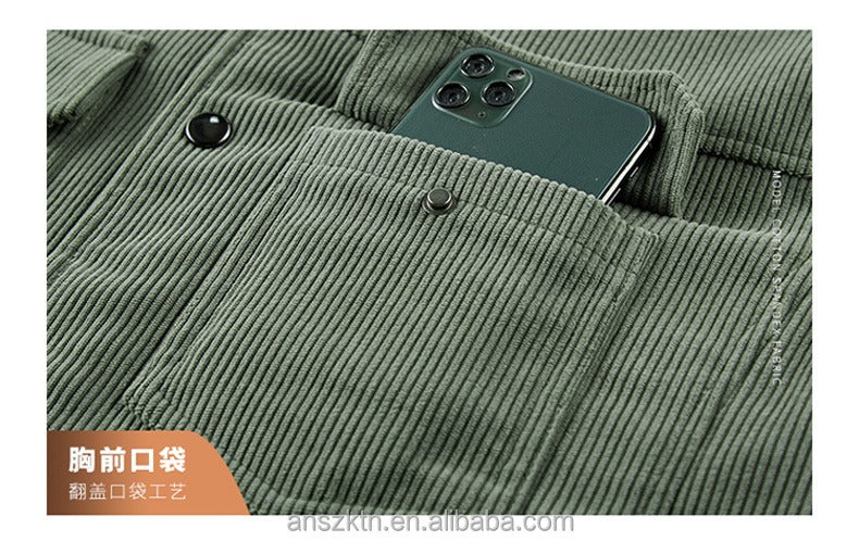 Herrenjacke Slim-Fit Mantel Cord Mode Lässige Bomberjacken für Männer | XX-1807 