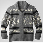 Stilvolle Slim Fit Jacquard-Strickjacke für Herren mit langen Ärmeln, lässiger Reverspullover | SY0013 
