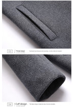 Winddichte, lange Softshell-Trenchcoats mit Kapuze für Herren, Seitentaschen, zweireihiger, warmer Mantel | 1909-3 