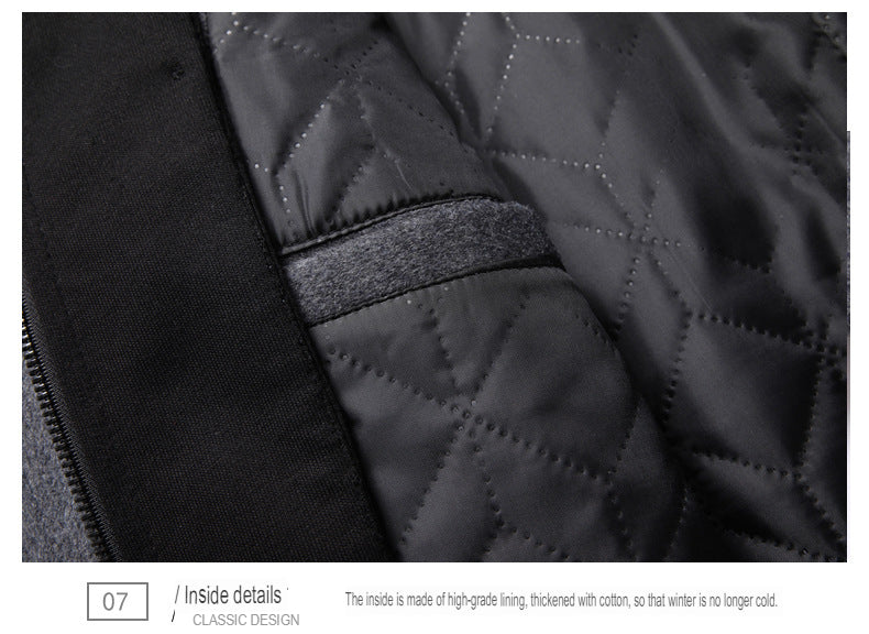 Winddichte, lange Softshell-Trenchcoats mit Kapuze für Herren, Seitentaschen, zweireihiger, warmer Mantel | 1909-3 